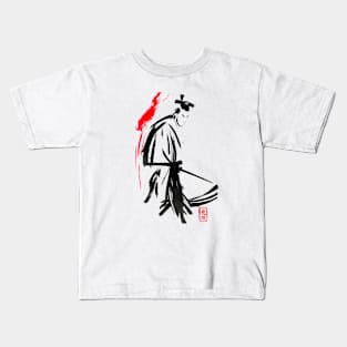 Japanese Samurai ink painting Kids T-Shirt